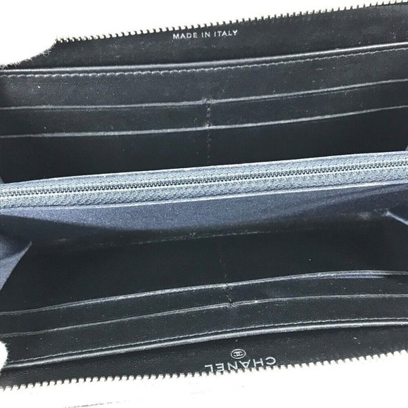CHANEL airline triple coco Long wallet Zip Around Long Wallet Black/Light blue - Picture 10 of 16
